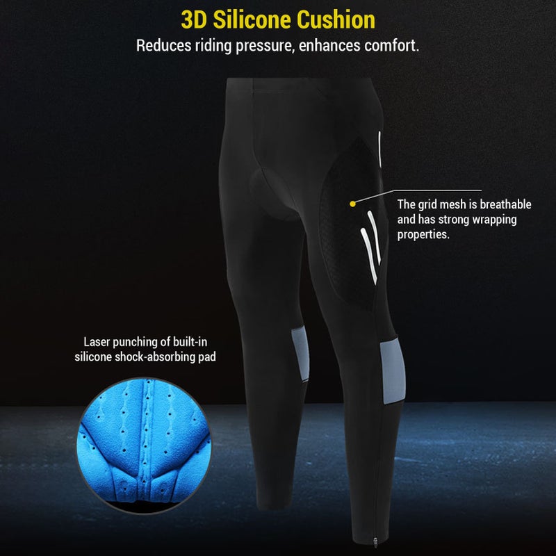 Riding Pants Men's Mountain Bike Pants with 3D Silicone Cushion Reflective Breathable Gradient Compression Riding Tights Cycling Pants - Image 3