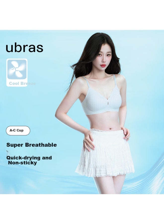 Ubras Yushuxin Same Style One Size Cool Wave Breathable Thin Sling Tank Top Bra Underwear Women Light Vine Yellow - Image 1