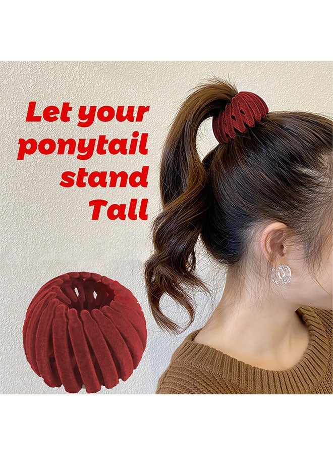 Generic 2 Pcs Bird Nest Magic Hair Clip, Lazy Bird'S Nest Plate Hairpin Bun Maker Clip, Expandable Ponytail Holder Ponytail Hairpin Curling Iron,   Hair Accessories for Women And Girls (Green+Red) - Image 3
