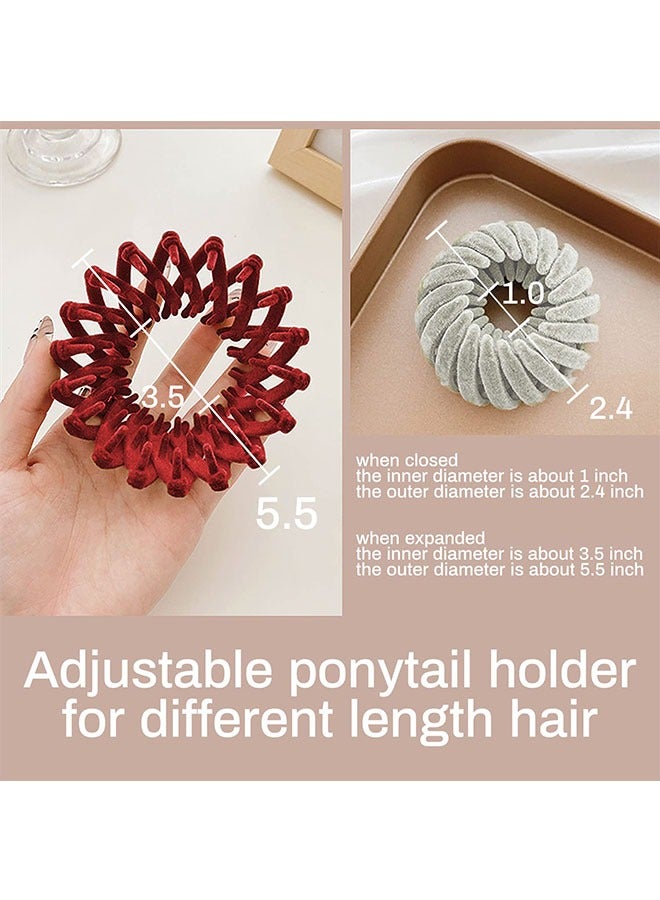 Generic 2 Pcs Bird Nest Magic Hair Clip, Lazy Bird'S Nest Plate Hairpin Bun Maker Clip, Expandable Ponytail Holder Ponytail Hairpin Curling Iron,   Hair Accessories for Women And Girls (Green+Red) - Image 2