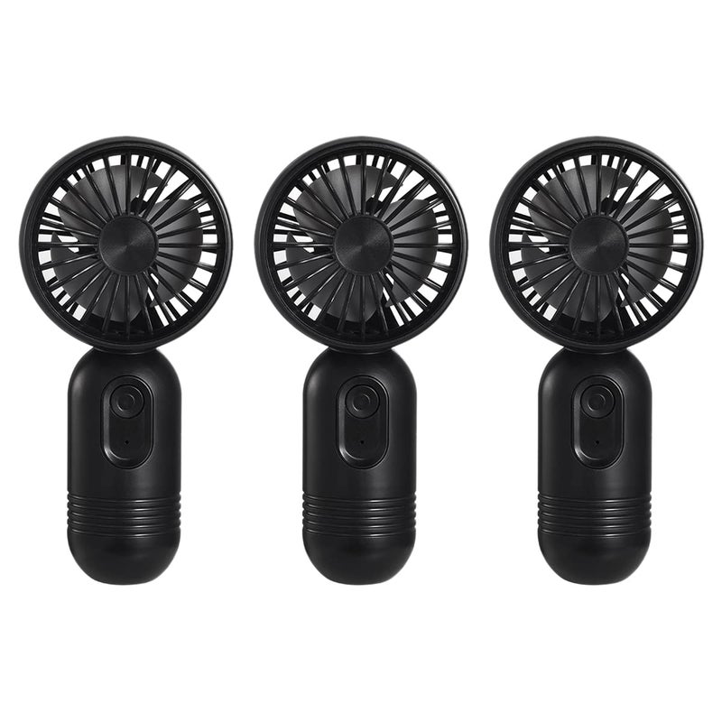 Portable Mini 3pack Handheld Personal Small Fan with 3speed for Travel USB Rechargeable Battery Operated Eyelash Fan Black