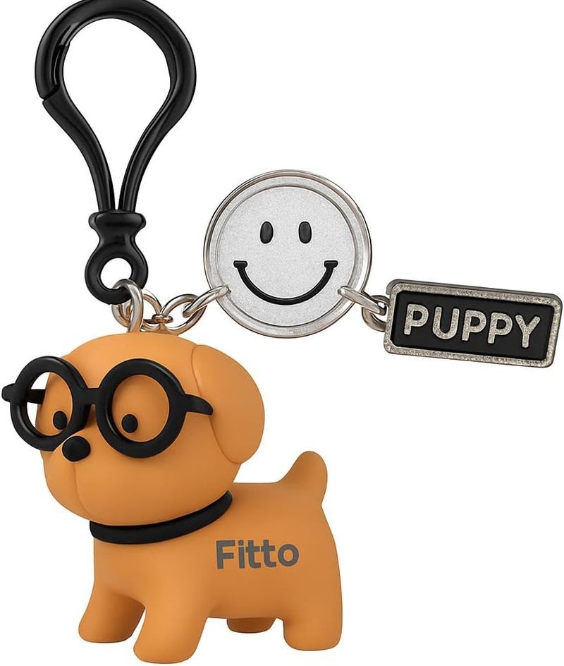 Fitto Funny Dog Keychain with Glasses - Brown Silicone Accessory - Image 1
