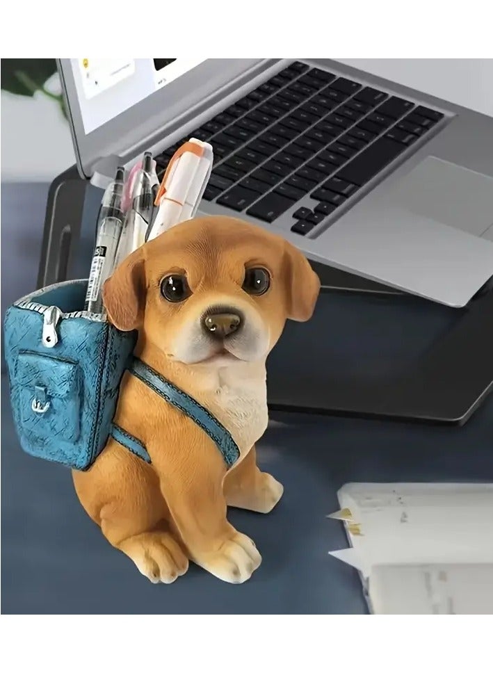 Generic Cute Dog-Shaped Pen Holder – ABS Resin Backpack Desk Organizer for Students & Professionals - Image 1