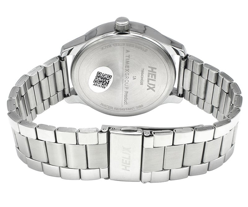 Helix by Timex Analog Watch for Man with Orange Round Dial & Silver Stainless Steel Bracelet Band Water Resistant Men's Wrist Watches - TW043HG26 - Image 3