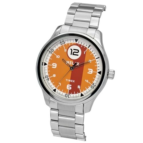 Helix by Timex Analog Watch for Man with Orange Round Dial & Silver Stainless Steel Bracelet Band Water Resistant Men's Wrist Watches - TW043HG26 - Image 2