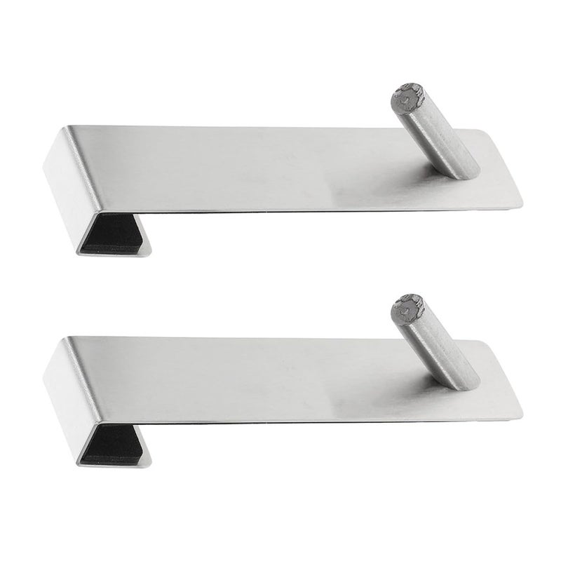 2Pcs Stainless Steel Over Door Hooks Removable Towel Robe Organizer Silver 16.5cm - Image 2