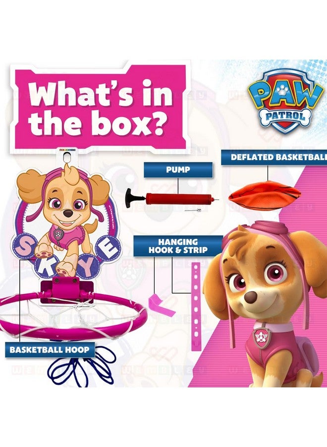 Wembley Paw Patrol Basket Ball for Kids Boys Girls Basketball Set with Deflated Ball, Hoop, Hanging Board & Pump Indoor Outdoor Games Birthday Gift for Children - Skye - Image 2