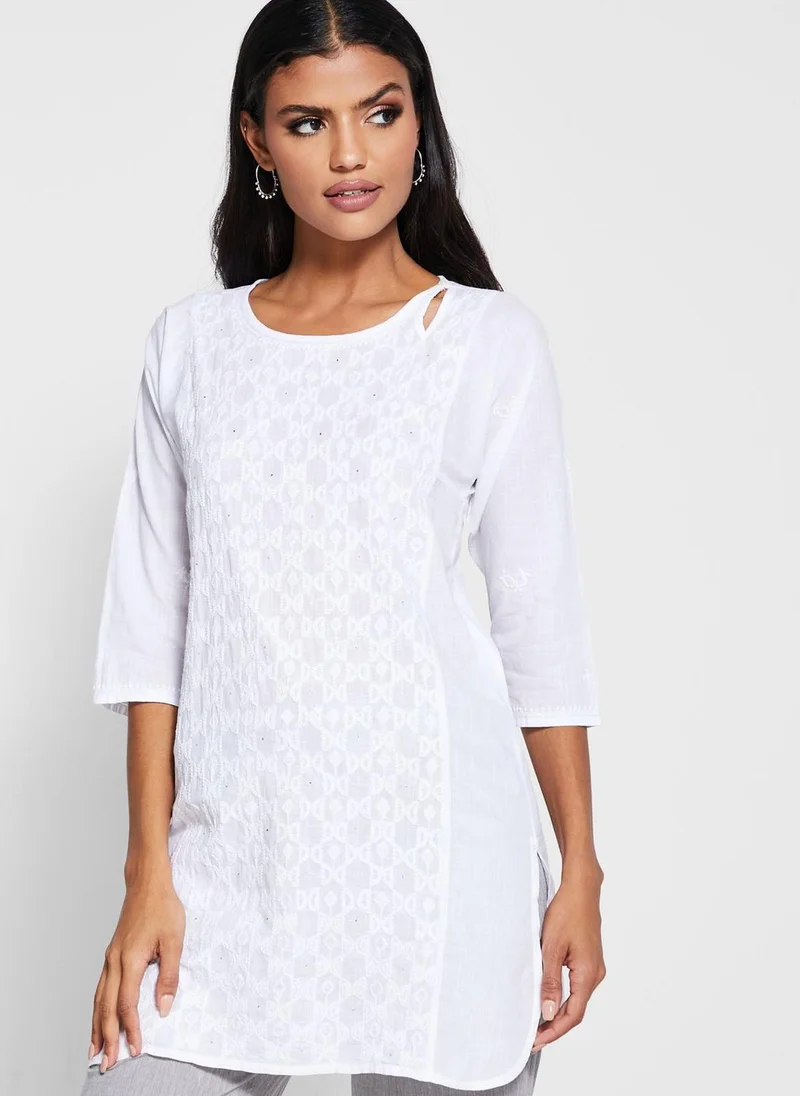 Fabindia Cotton Chikankari Embroidered Tunic