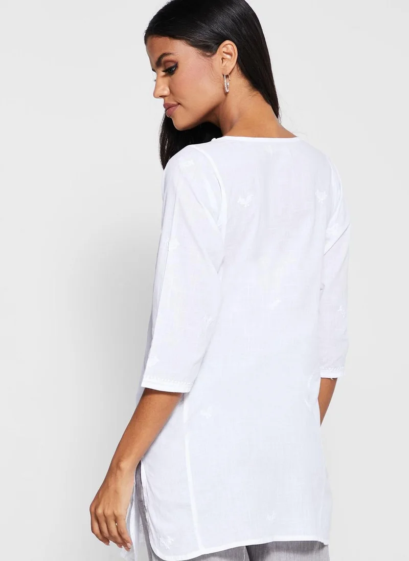 Fabindia Cotton Chikankari Embroidered Tunic