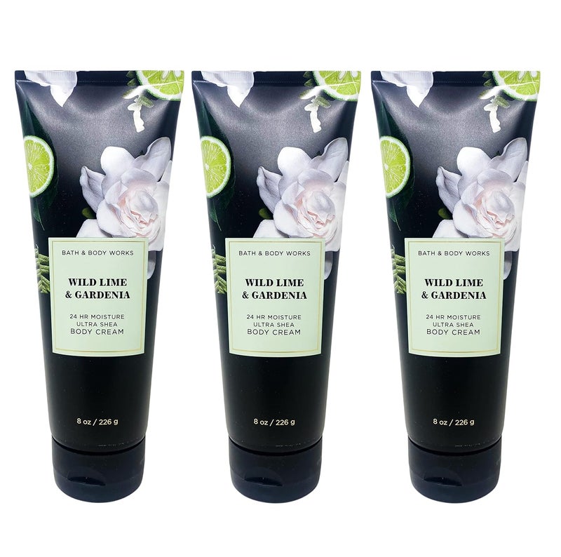 Bath Wild Lime and Gardenia Gift Set Trio Includes 3 Body Cream Full Size - Image 1