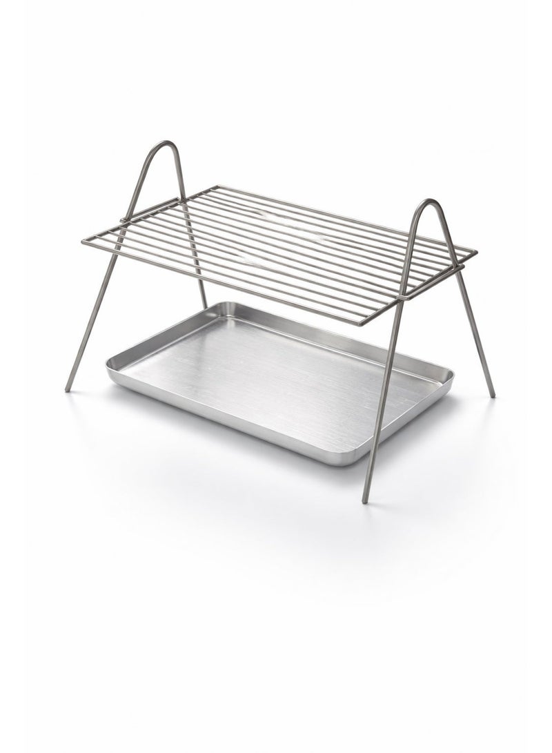 ايدا شواية فحم خارجية محمولة من الستانلس ستيل مع صينية فحم – مثالية للرحلات البرية والشاطئ - Image 5