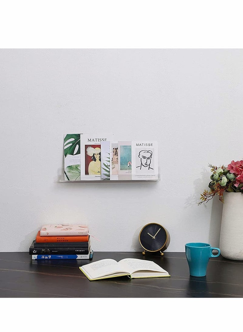 بيوينتي Acrylic Wall Mounted Nail Polish Rack with Anti-Slip Inserts Holds 24 Bottles 15 Inch Floating Shelf Ideal for Kids Books Storage 2 Pack - Image 5