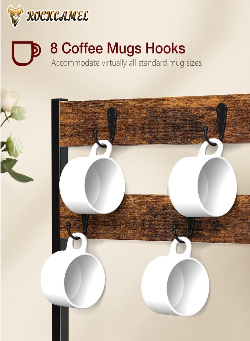 ROCKCAMEL Solid Wood Storage Rack, Coffee Machine Storage Rack, with 63 Pod Capacity, Durable Coffee Maker Stand With Capsule Storage Drawer for Kitchen or Office Countertop - Image 5