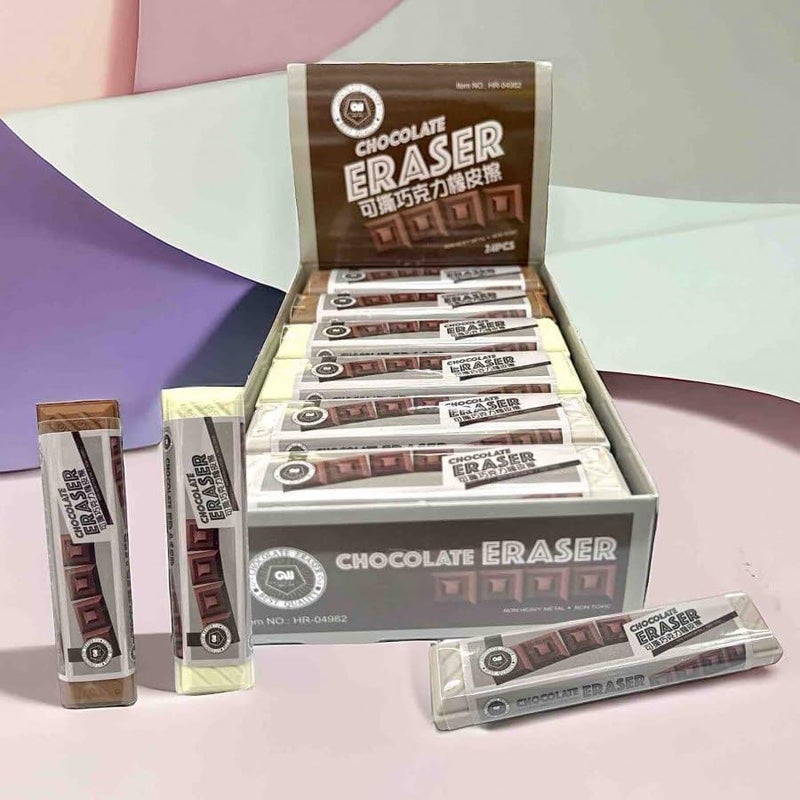 DEOXY Pack of 3 Cutest Chocolate Shaped Eraser Student Award Kids Birthday Return Gift White and Dark Brown Chocolate (Chocolate Shape) - Image 4