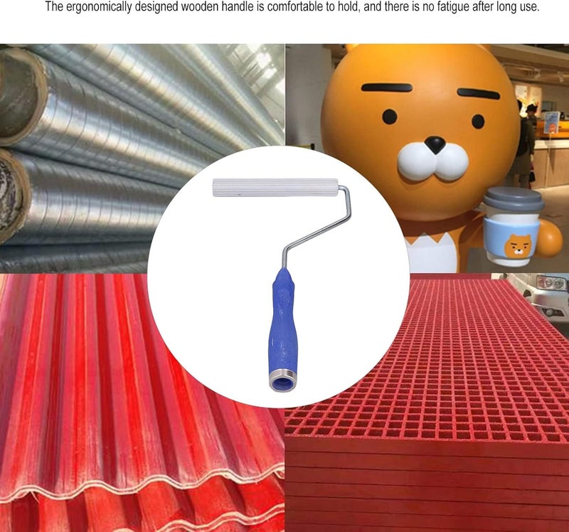 Composite Laminating Roller, Aluminum Alloy Frame with Cylindrical Roller Head, Manual Application Tool for Fiberglass Layup, 21x150mm, 203g - Image 2