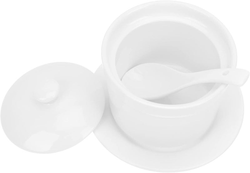 woobles Soup Mugs White Ceramic Stew Pot with Lid 4 Inch Porcelain Steaming Cup Small Steaming Cup Soup Noodle Bowl Stockpot Cookware for Egg Custard Medicinal and Birds Nest Soup Bowls 12.5x12.5cm - Image 2