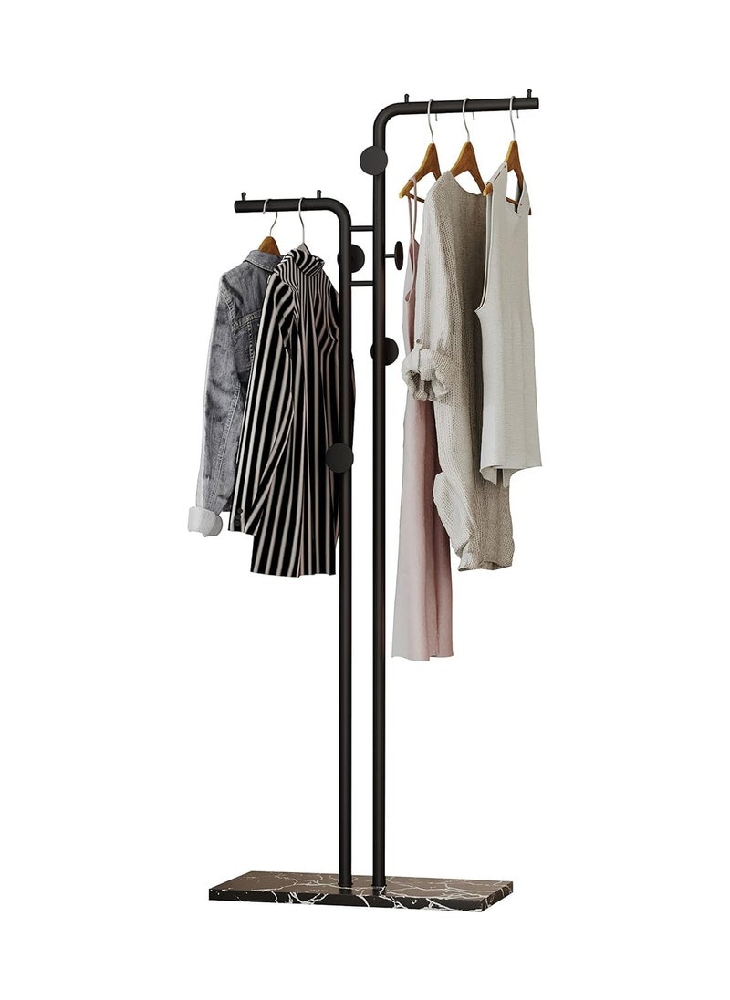XICEN Modern Metal Coat Racks, Double-pole Rack with Sturdy Slate Base, Space-Saving,  for Bedroom, Living Room, Entryway  - Image 1