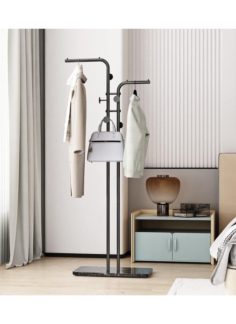 XICEN Modern Metal Coat Racks, Double-pole Rack with Sturdy Slate Base, Space-Saving,  for Bedroom, Living Room, Entryway  - Image 2