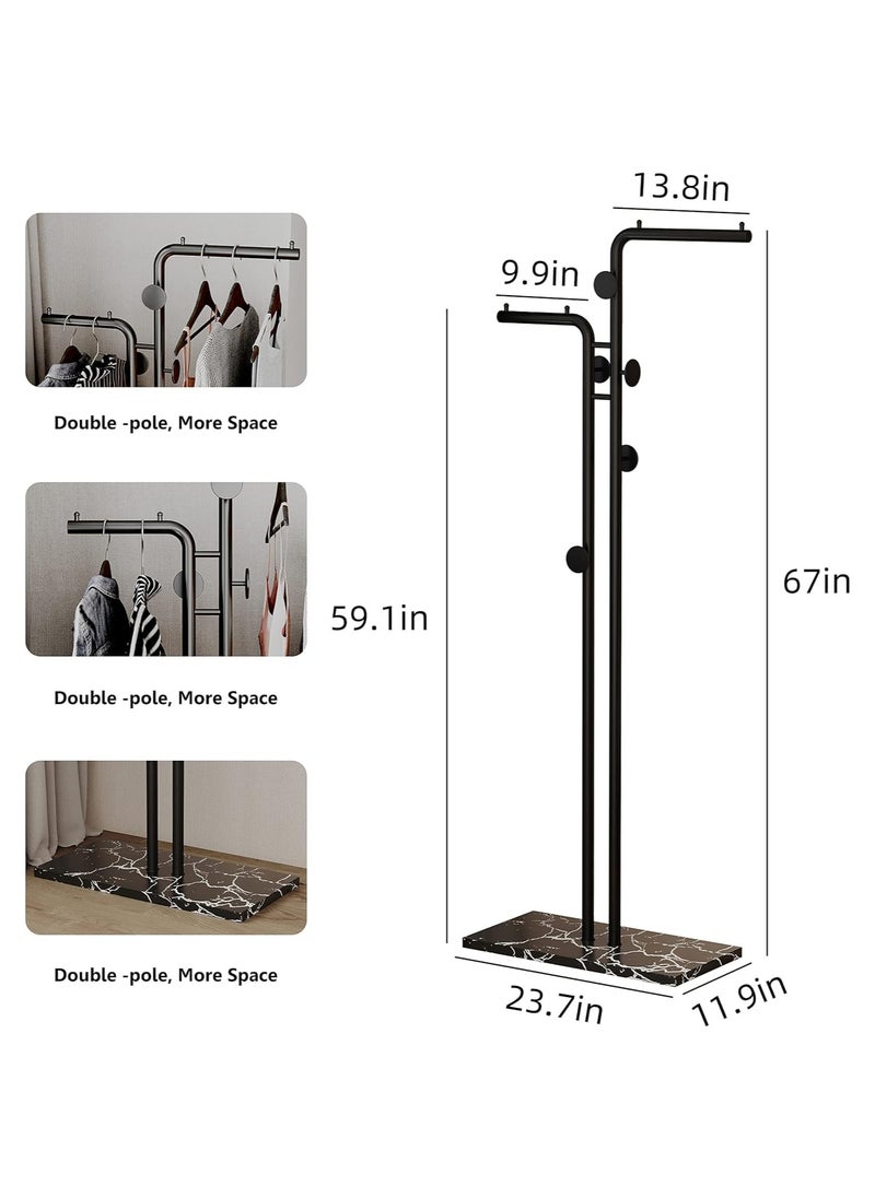 XICEN Modern Metal Coat Racks, Double-pole Rack with Sturdy Slate Base, Space-Saving,  for Bedroom, Living Room, Entryway  - Image 5