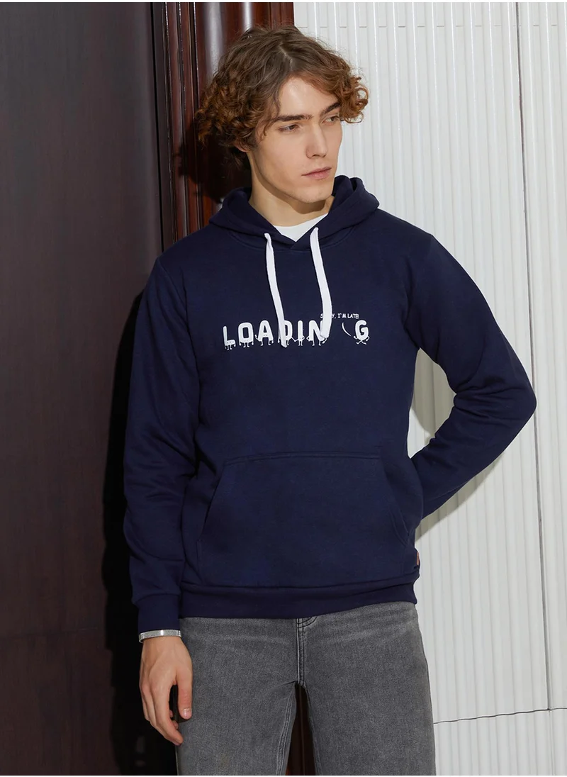 كامبوس سوترا Men's Navy Blue Loading Pullover Hoodie