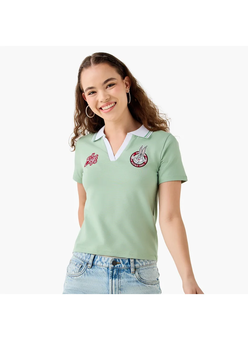 اس بي كاركترز Bugs Bunny Embroidered Polo T-shirt with Short Sleeves