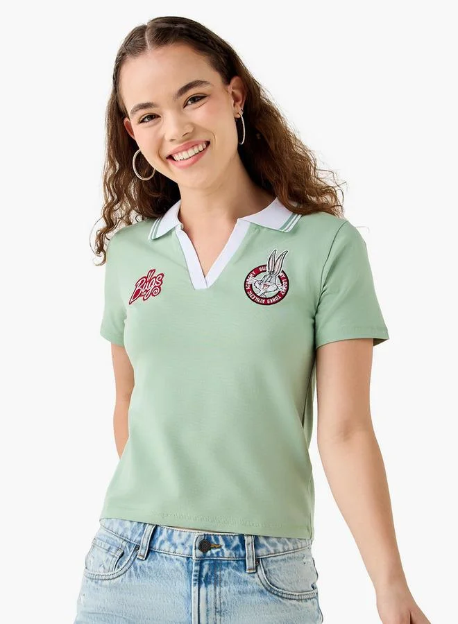 Bugs Bunny Embroidered Polo T-shirt with Short Sleeves