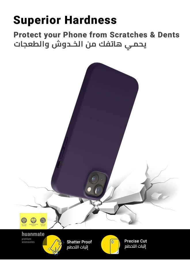 huanmate - Stylish Silicone Case Cover For Apple iPhone 15 Plus Dark Purple - Image 1