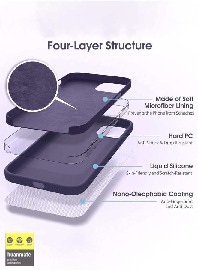 huanmate - Stylish Silicone Case Cover For Apple iPhone 15 Plus Dark Purple - Image 1