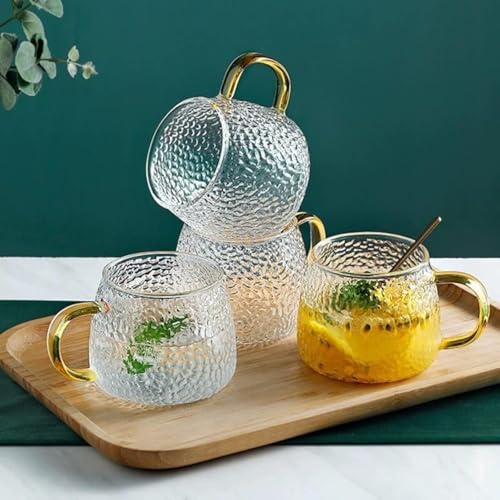 ROY ENTERPRISE Borosilicate Set of 6 Glass Cup Coffee Mug with Golden Handle | Mug for Coffee,Milk,Green, Herbal Tea,Lemon Tea for Home 410 ML (6) - Image 1