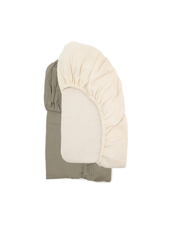 snuggle me® Organic Cotton Crib Sheet 2 Pack - Baby Crib Sheets Girl & Boy, 2 Neutral Shades, Silky-Soft, Breathable & Gentle, Fits Standard-Sized Cribs (52″ x 28″) - Image 1
