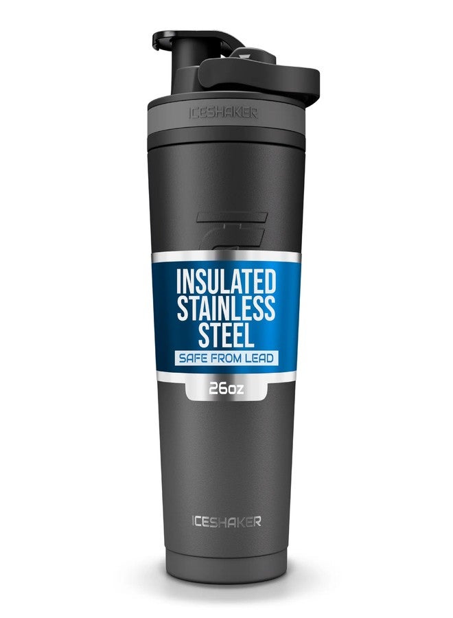 Ice Shaker Insulated Stainless Steel Shaker Bottle | 26oz, Grey Color Rush | Cold for 24+ Hours | Insulated Cup with Twist-on Agitator | Odor-Free Bottle for Shakes, Water, Smoothies, Cocktails - Image 1