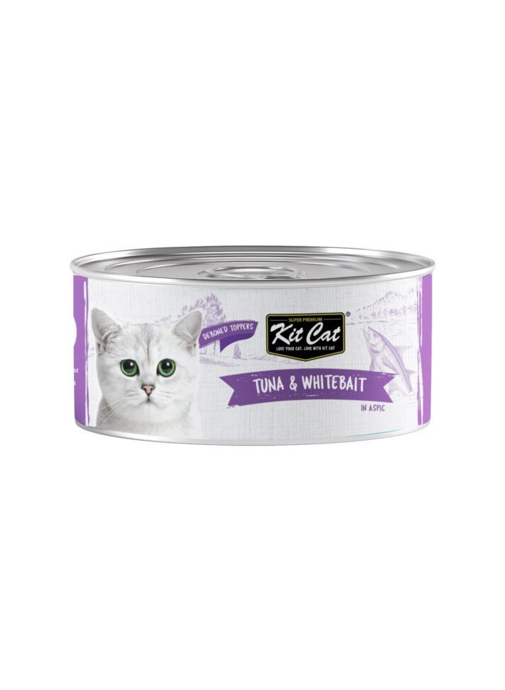 Kit Cat 10PC's Kit Cat Deboned Tuna & Whitebait Toppers Wet Cat Food 80g Cans - Image 2