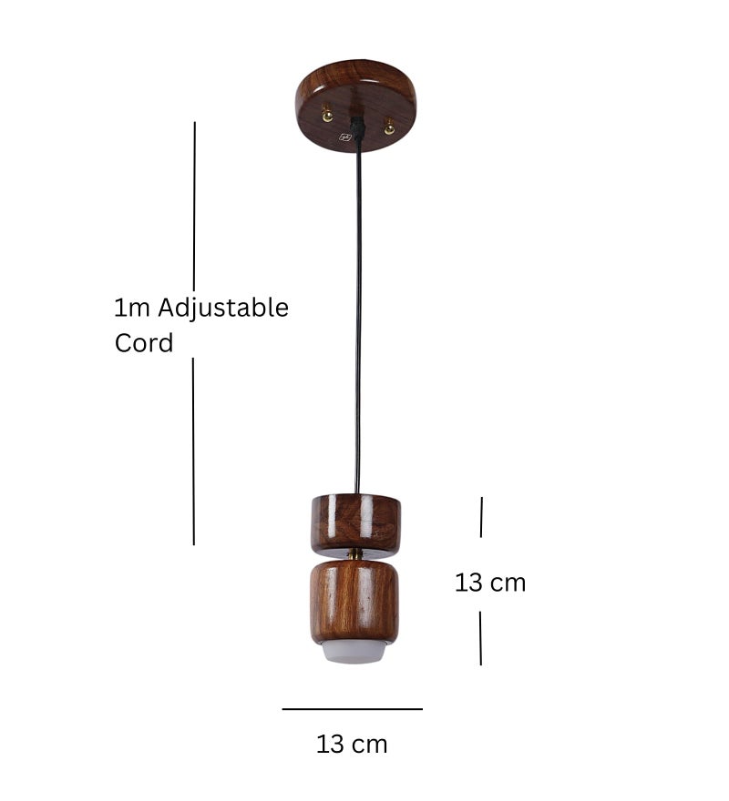 Green House 100% Handmade Sheesham Wood Hanging Light/Lamp for Bedroom/Living Area/Hall/Kitchen/Kids Room/6W Warm White German LED/1 Meter Wire/Brass Rivets/1 Year Replacement Warranty - Image 5
