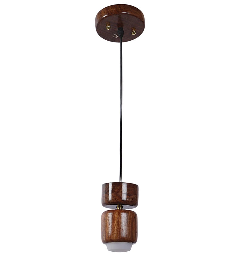 Green House 100% Handmade Sheesham Wood Hanging Light/Lamp for Bedroom/Living Area/Hall/Kitchen/Kids Room/6W Warm White German LED/1 Meter Wire/Brass Rivets/1 Year Replacement Warranty - Image 2