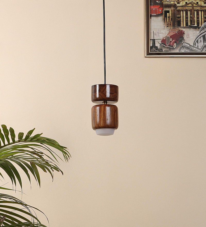 Green House 100% Handmade Sheesham Wood Hanging Light/Lamp for Bedroom/Living Area/Hall/Kitchen/Kids Room/6W Warm White German LED/1 Meter Wire/Brass Rivets/1 Year Replacement Warranty - Image 4