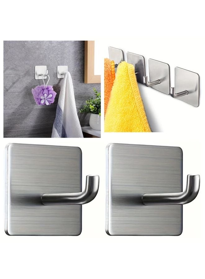 4 Packs Sleek Stainless Steel Adhesive Hooks Heavy Duty Waterproof Modern Minimalist Design - Image 2