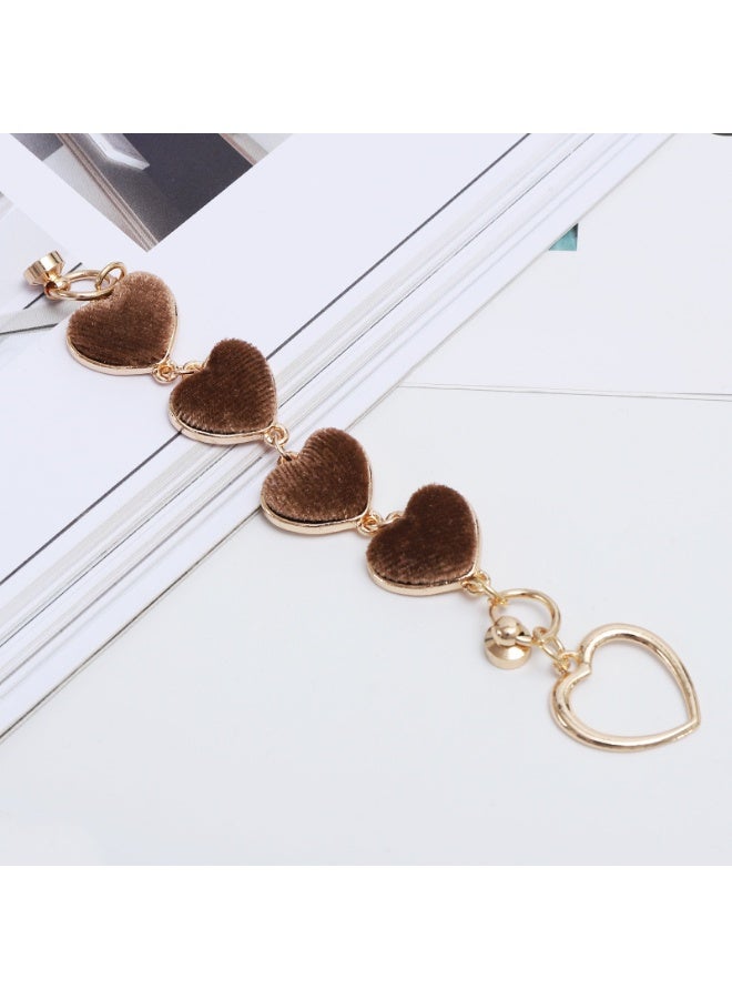 NIBEMINENT Phone Charm/ Chain Strap for Women Girls, Plush Love Cell Phone Case Lanyard Wrist Strap，K1384/Coffee Color - Image 1