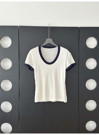 Hanko Miniscule Gentle Color Tencel Wool Contrast V-Neck Short-Sleeve T-Shirt - pzsku/Z2C3BD60BA25C9D508047Z/45/1749959396/131fedad-7ad4-4ea7-9ef5-d05e53041da7