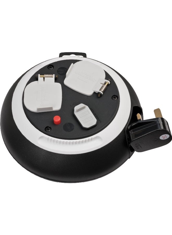 Brennenstuhl 2-Way Comfort Line Box Mini Cable Reel with USB Function Black and White 3 m 1109223600 - Image 1