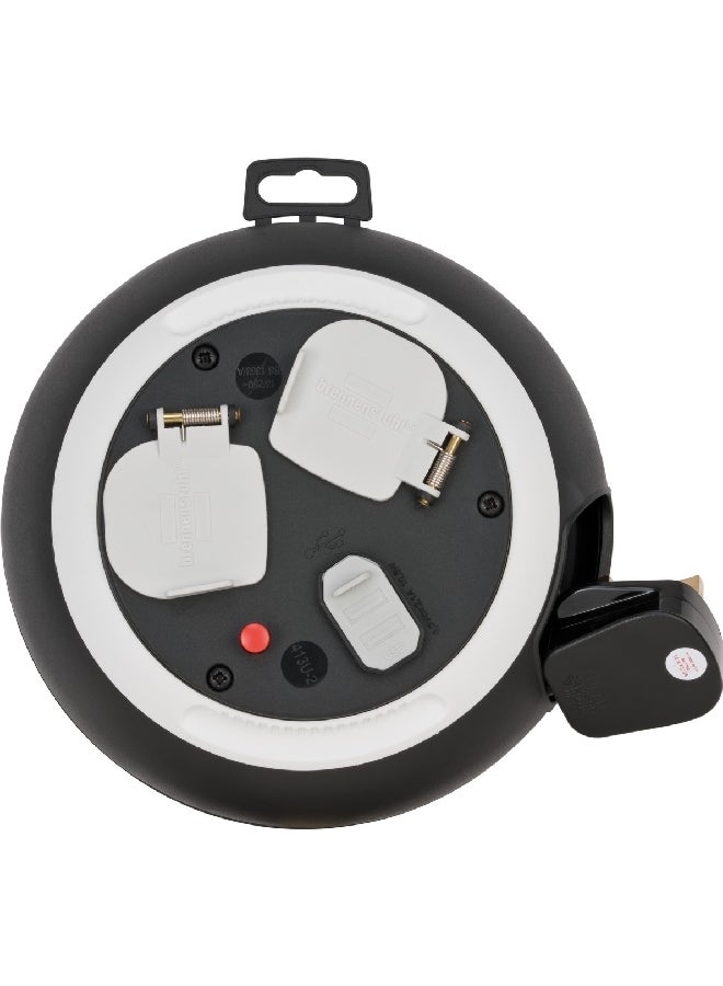 Brennenstuhl 2-Way Comfort Line Box Mini Cable Reel with USB Function Black and White 3 m 1109223600 - Image 2