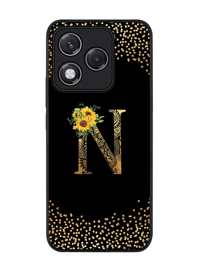 For Honor 400 Lite Case,Slim fit Camera Protection, Shockproof Thin Phone cover  - Custom Floral Monogram - N ( Black )