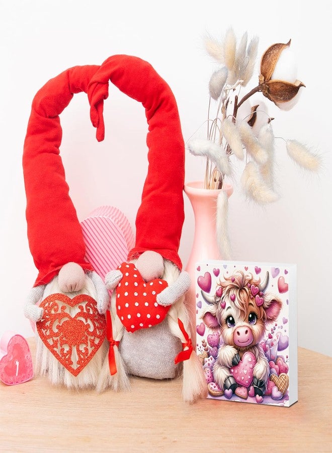 FXEFXE Highland Cow Valentine Decor, Highland Cow Gifts for women, Highland Cow Baby Decor, Highland Cow Nursery Decor, Wooden Box Decor Sign for Home Farmhouse Office Living Room Table Shelf Tiered - Image 3