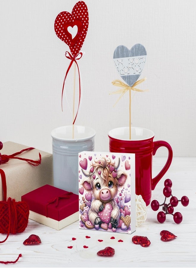 FXEFXE Highland Cow Valentine Decor, Highland Cow Gifts for women, Highland Cow Baby Decor, Highland Cow Nursery Decor, Wooden Box Decor Sign for Home Farmhouse Office Living Room Table Shelf Tiered - Image 4