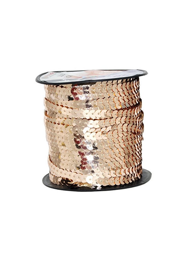 Mandala Crafts Mandala Craft 6mm Flat Sequin Strip Champagne Sequins on a Roll - Champagne Sequin Trim by The Yard - 100 Yds String Metallic Sequin Strand for Crafts Sequin Fringe Sewing - Image 1