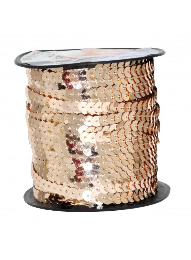 Mandala Crafts Mandala Craft 6mm Flat Sequin Strip Champagne Sequins on a Roll - Champagne Sequin Trim by The Yard - 100 Yds String Metallic Sequin Strand for Crafts Sequin Fringe Sewing - Image 2