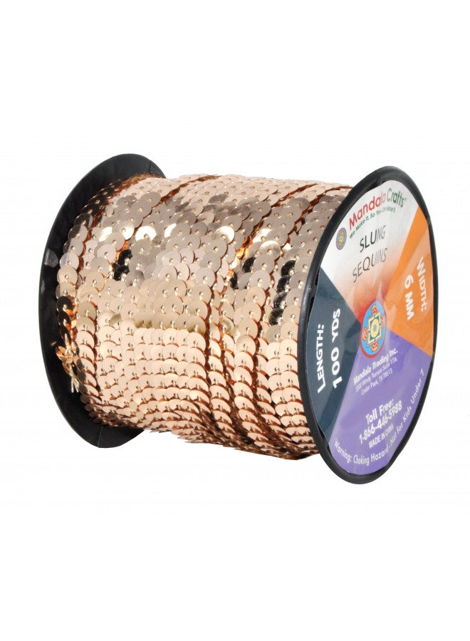 Mandala Crafts Mandala Craft 6mm Flat Sequin Strip Champagne Sequins on a Roll - Champagne Sequin Trim by The Yard - 100 Yds String Metallic Sequin Strand for Crafts Sequin Fringe Sewing - Image 3