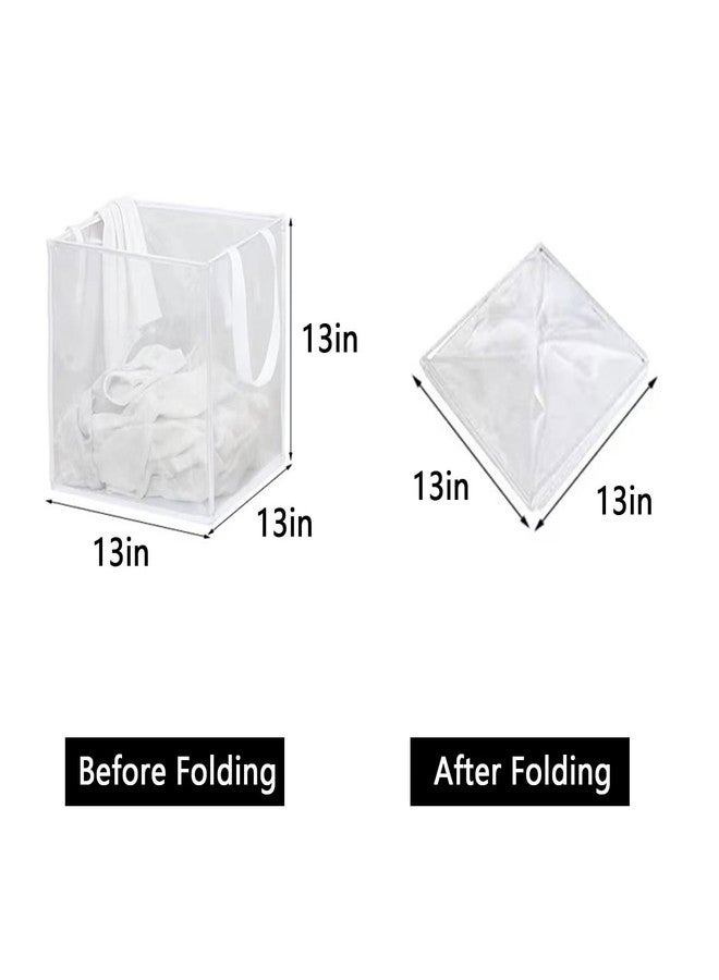 Typutomi 4 Pack Popup Laundry Hamper, Small Collapsible Mesh Laundry Baskets Dirty Clothes Basket with Handle Cube Storage Basket for Washing Storage,Toy Storage,Dorm and Travel(White,13 Inch) - Image 2