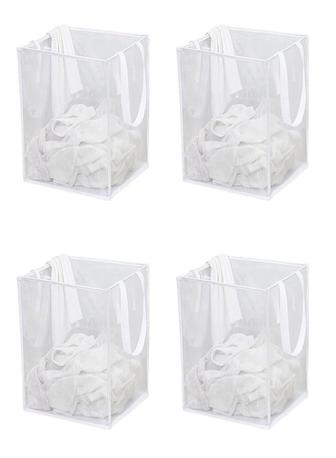 Typutomi 4 Pack Popup Laundry Hamper, Small Collapsible Mesh Laundry Baskets Dirty Clothes Basket with Handle Cube Storage Basket for Washing Storage,Toy Storage,Dorm and Travel(White,13 Inch) - Image 1