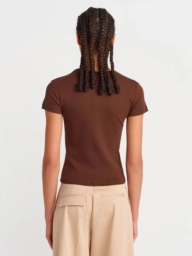 ديلفين Dilvin Slim Fit Cotton V-Neck T-Shirt