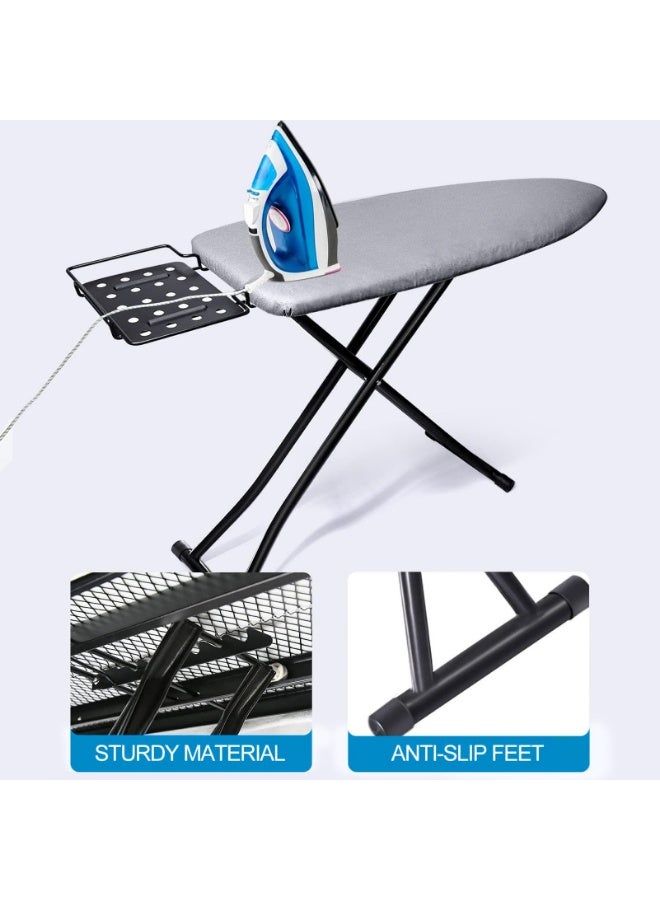 TDOO Foldable Heavy Duty Ironing Board 120×30cm, 6-Level Height Adjustable with Retractable Iron Rest, Washable Cotton Cover, Steel T Leg for Home Dorm Laundry,Gray - Image 5